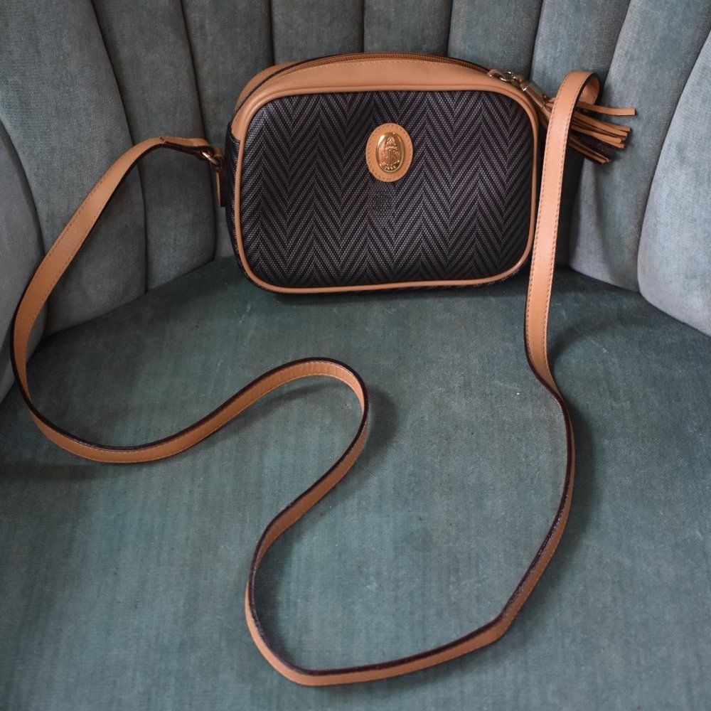 Vintage Small Mark Cross 1845 Herringbone Crossbody bag